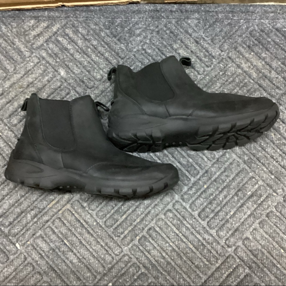 Mens Lands End Black Leather Boots - Picture 2 of 4